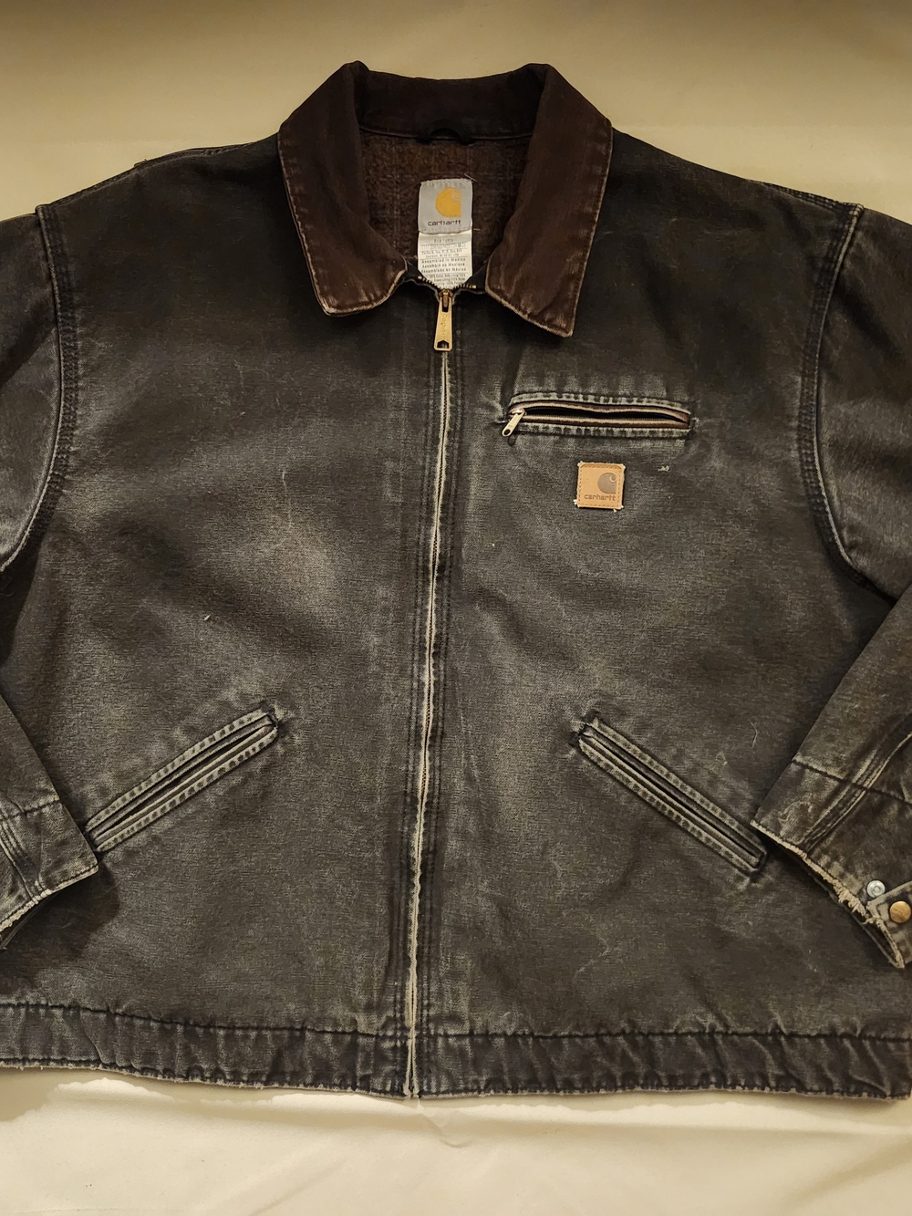 Vintage Carhartt Detroit Jacket J97 Blk Blanket Lined Distressed Xxxl Mens
